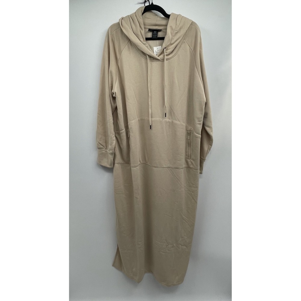 Ashley Stewart Maxi Dress Women's 22/24 Bleached Sand Terry Fleece Hooded NWT